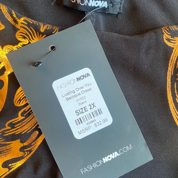 Fashion Nova Lusting Over You Baroque Black and Gold Party Dress - Picture 13 of 16